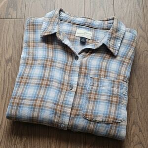 Universal Thread Blue Brown Plaid Flannel Shirt Size Small